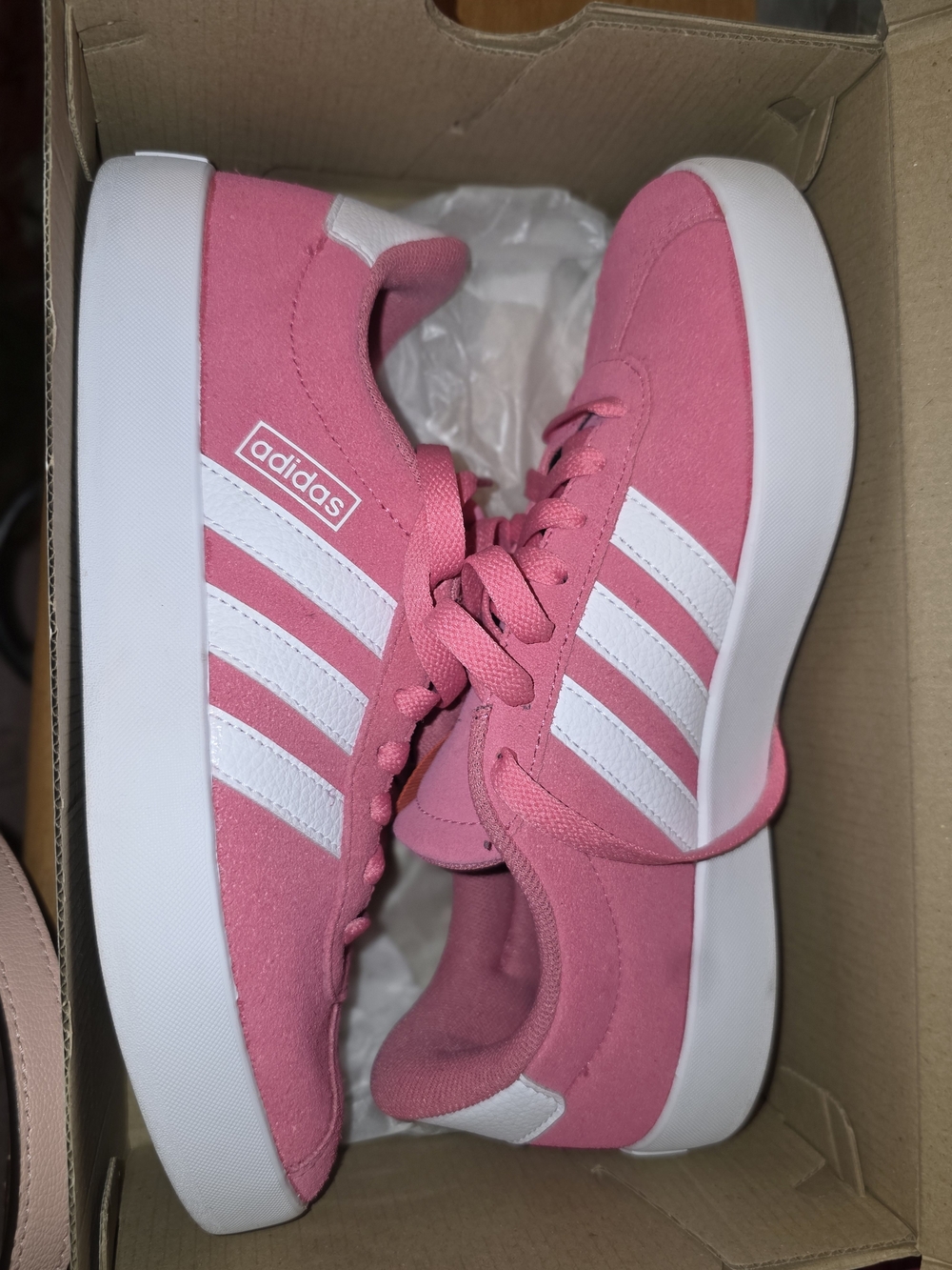 adidas Women Pink and White Platform Lace-Up Sneakers
